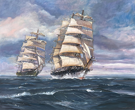 Alan Sanders nz fine art, sailing ships, The Invercargill, oil on canvas